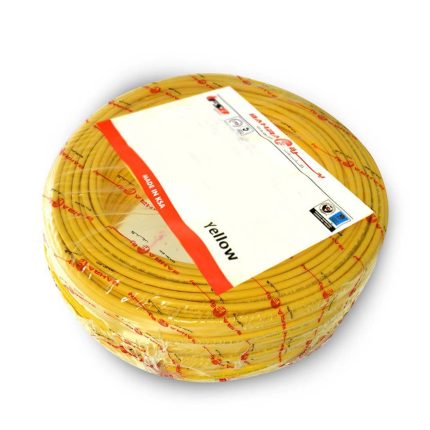 بحرة - سلك كهربائي نحاس - LS0H - المواصفات البريطانية - NYA - مقاس 4 مم - أصفر - 450/750 فولت - 91.44 متر