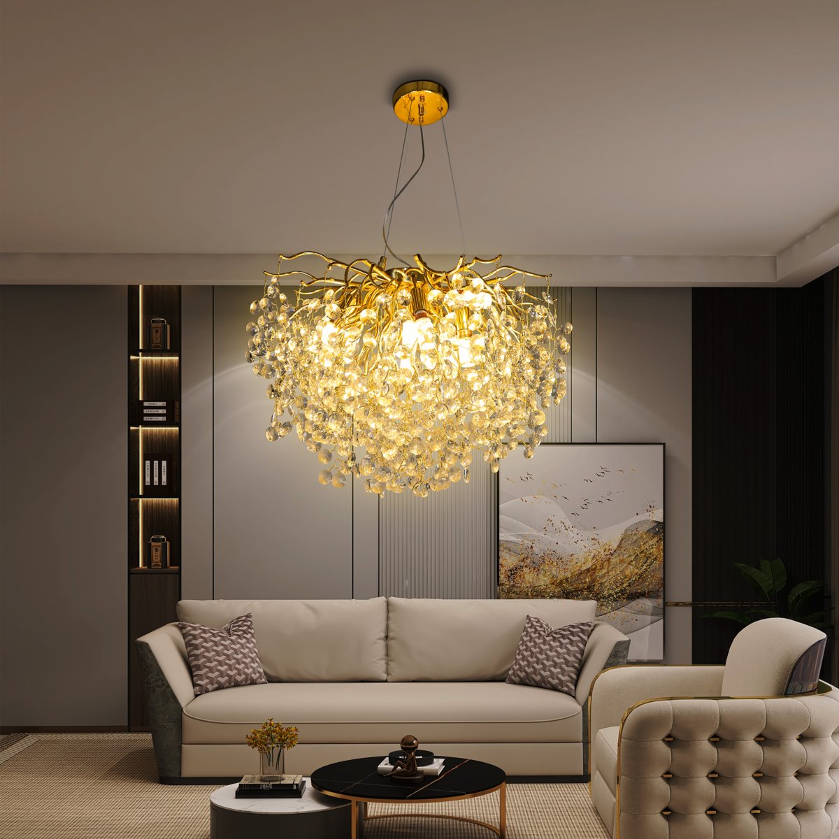 نجف مودرن ذهبي شفاف E14*10L قطر 60. سم