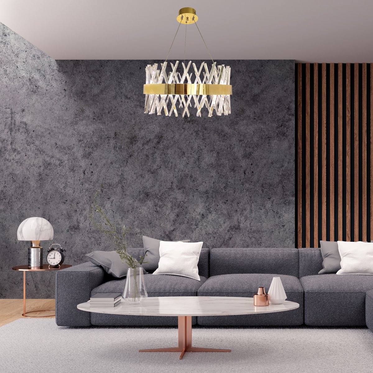 نجف لايت سكاي ذهبي مع 3اضاءات قطر 50 سم