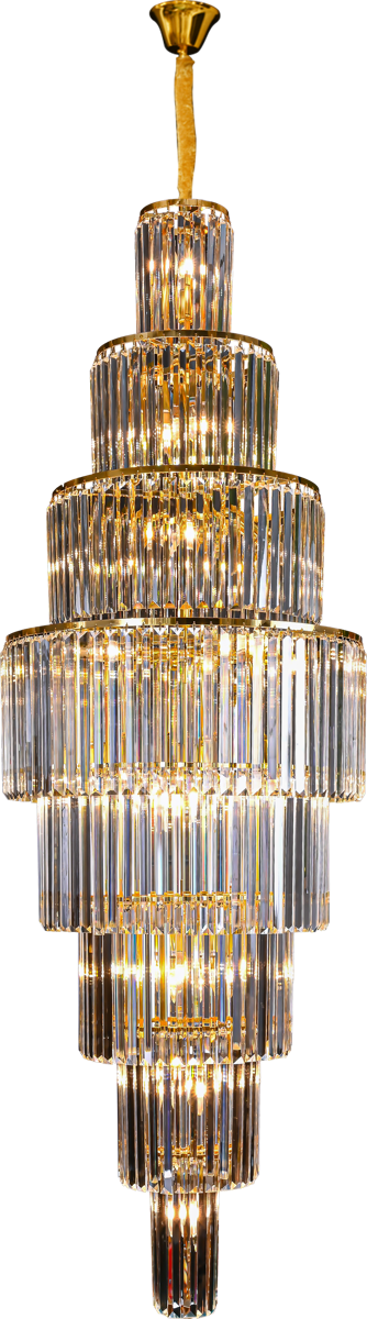 نجف قطعين كريستال درج ذهبي قطر 600 ارتفاع 1800 CM سم