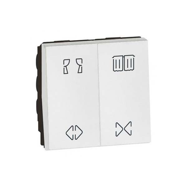 LEGRAND - Double Switch Arteor, for Curtain Control, 10A, Square, 2 Modules, White