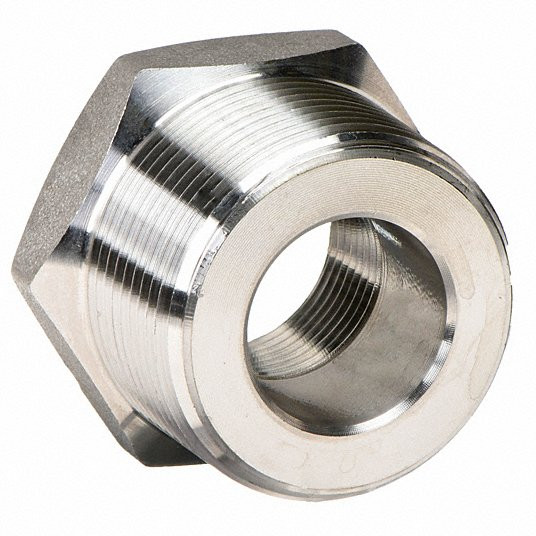 Hex Reducing Bushing: 1/4 x 1/8Inch, Male NPT x Female NPT, 316 Stainless Steel, Class 3000