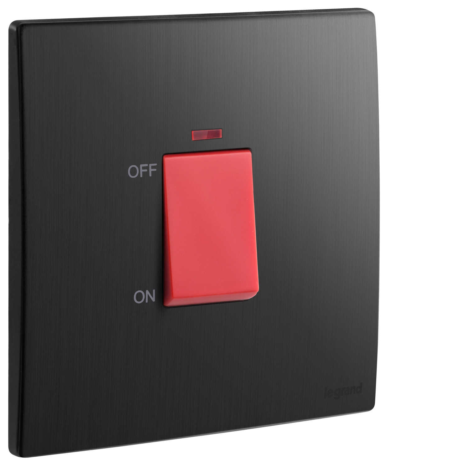LEGRAND - Double Pole Switch Mallia, 1 Gang, 1 Way with LED Indicator, 45 A, 250 V~, Brushed Black