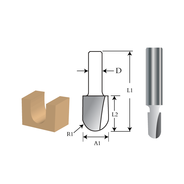 Accessories, Router Bits – Round Nose Bit, 8mm