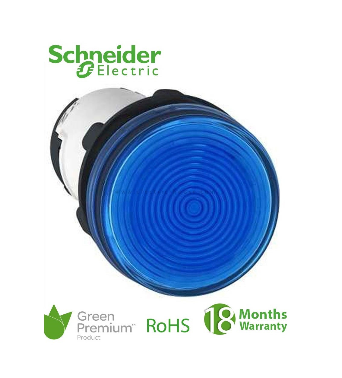 SCHNEIDER - Round Pilot Light Ø22, Blue, Ba 9S Base, 250 V, Screw Clamp Terminals