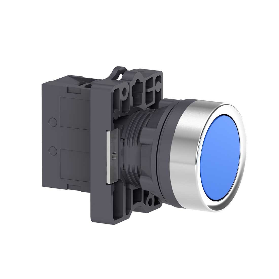 SCHNEIDER - Round Blue Push-Button ˜ 22, Flush Spring Return, 1No