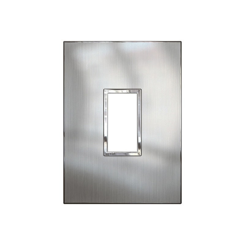 LEGRAND - Plate Arteor, Italian/US, 1 Module, Square, Vertical, 2"x4", Stainless Still