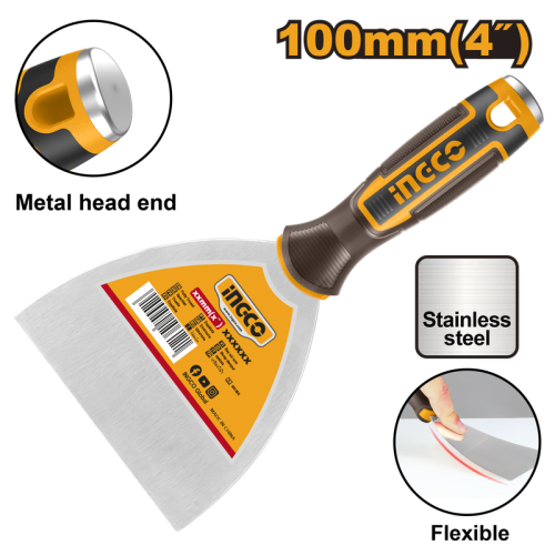 Putty Trowel Stainless with Soft Grip Handle 100mm 4" سكين معجون 100 ملم 4 بوصة