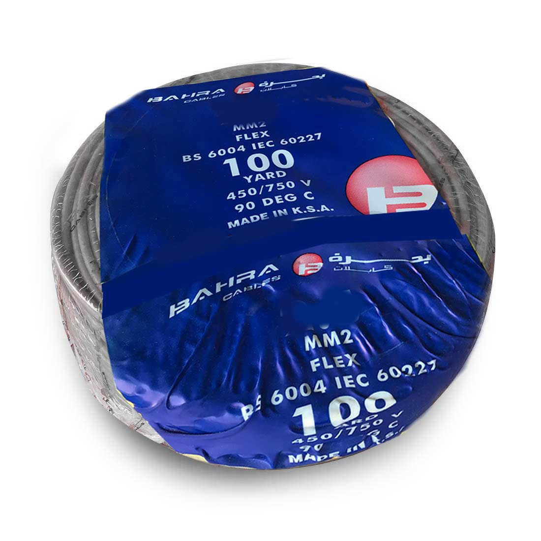 BAHRA CABLES - British Standard, Flexible NYA Wire, 1X6mm, 450/750V, Grey