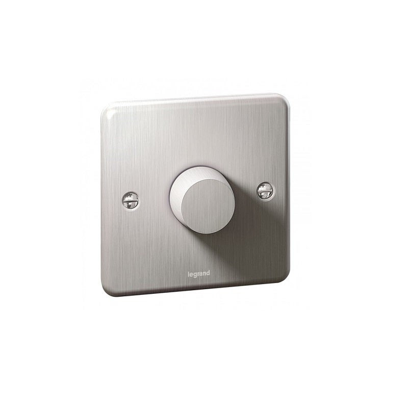 LEGRAND - Rotary Universal Dimmer Synergy, 1 Gang, 5 W/300 W- Authentic Brushed Stainless Steel