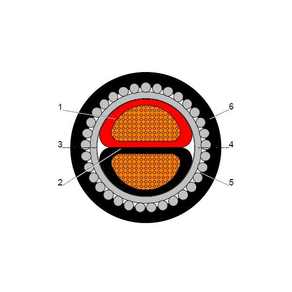 BAHRA CABLES - Power Cable Low Voltage, XLPE Copper SWA, 2x50mm, 600/1000V, Black - (D Shape) IEC 60502-1 FR-IEC 60332-1