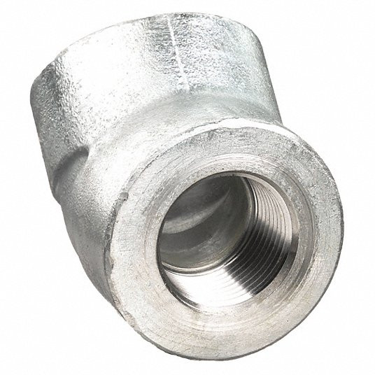 45° Elbow, Forged Steel, 3/4Inch x 3/4Inch Pipe Size, NPT x NPT, Class 3000