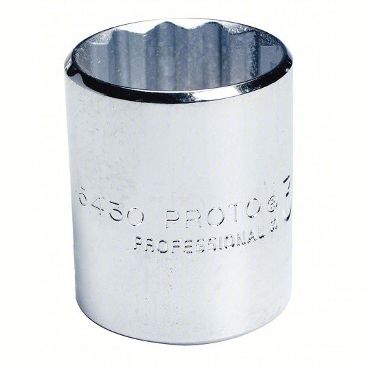 Socket, 1/2 inch Drive Size, 19/32 inch Socket Size, 12-Point, Alloy Steel, Standard, Chrome Finish
