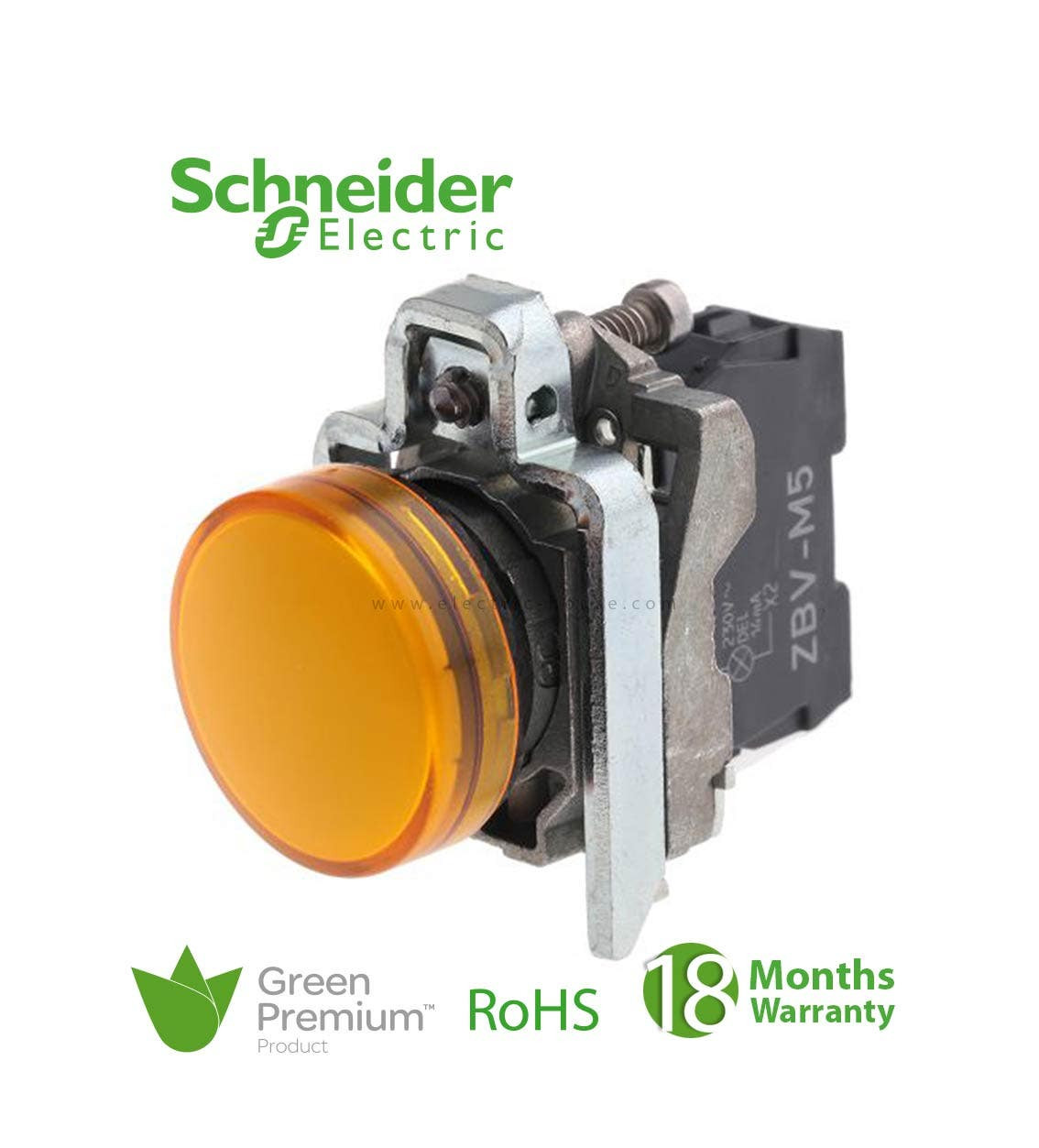 SCHNEIDER - Orange Complete Pilot Light Ø22 Plain Lens With Integral Led 230-240V