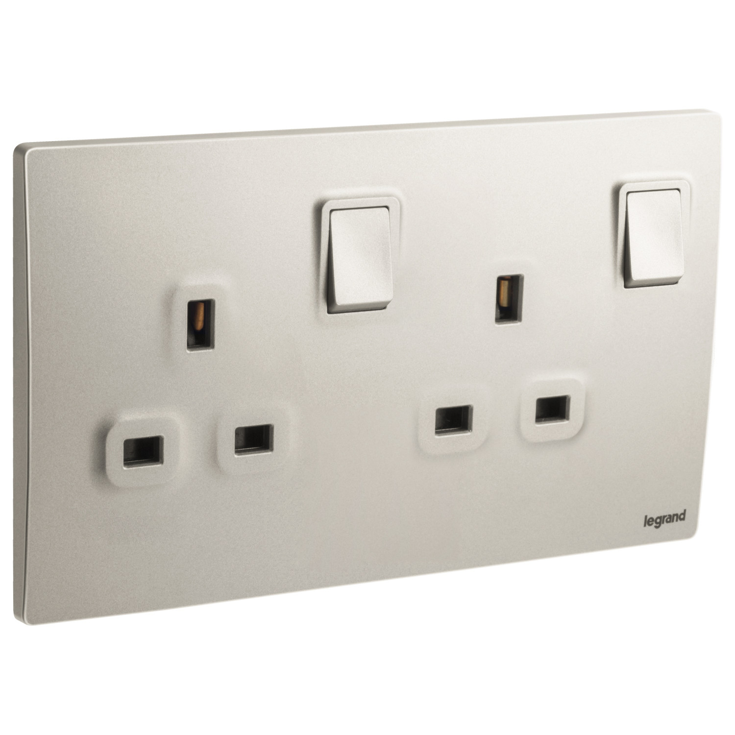 LEGRAND - British Standard Double Pole Socket Outlet Mallia, 2 Gang, Switched, 13 A, 250 V~, Champagne