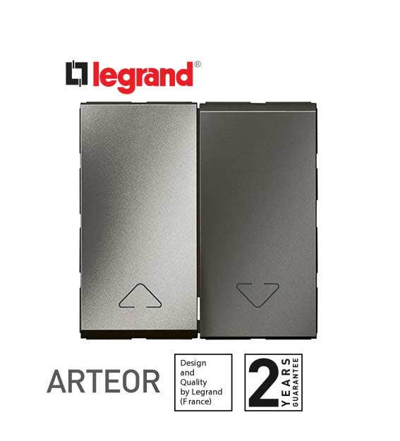 LEGRAND - Double Switch Arteor for Electric Roller Blinds Control, 2 Modules, Magnesium
