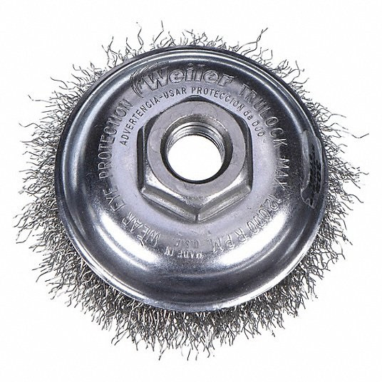 4 in Crimped Wire Cup Brush, 0.02 in Wire Dia. 1 3/8 in Bristle Trim Length 1PAK1
