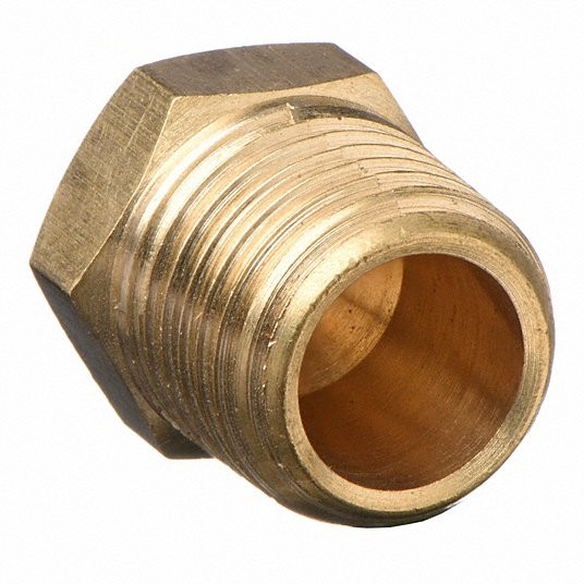 Hex Head Plug, Brass, 1/2Inch Pipe Size, Male NPT, 10 PK