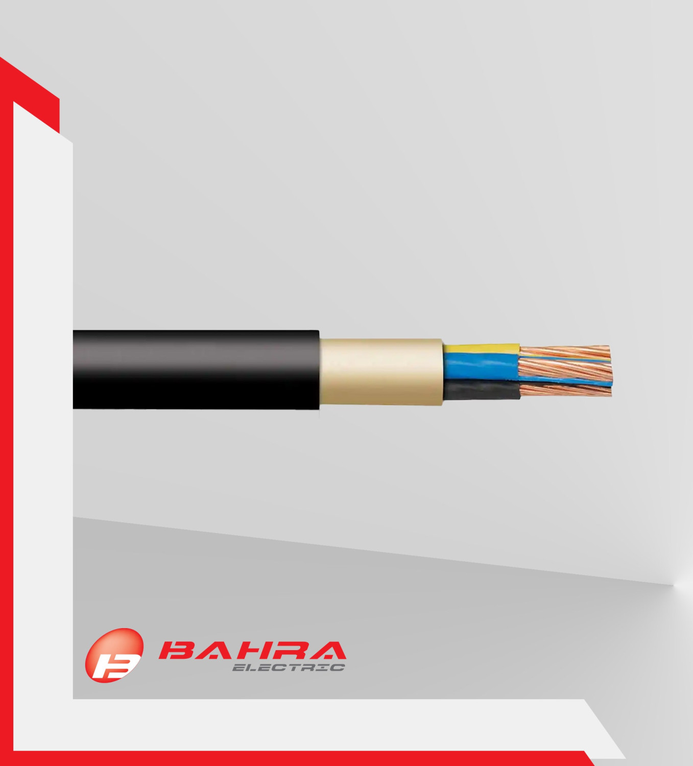 BAHRA CABLES - Power Cable Low Voltage, XLPE Copper, 4x70mm, 600/1000V, Black - RM IEC 60502-1 FR-IEC 60332-1