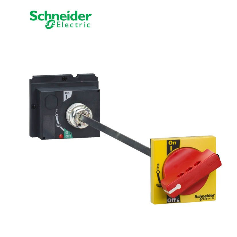 SCHNEIDER - Extended Rotary Handle, ComPact NSX 100/160/250, Red Handle on Yellow Front, Shaft Length 185 to 600mm, IP55