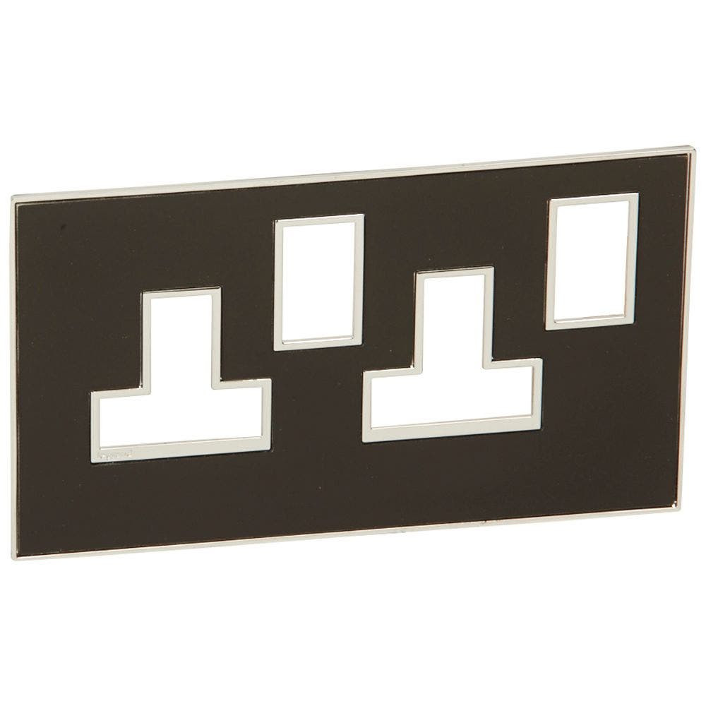 LEGRAND - Plate Arteor, Square, for switched Sockets 2-Gang, Mirror Black