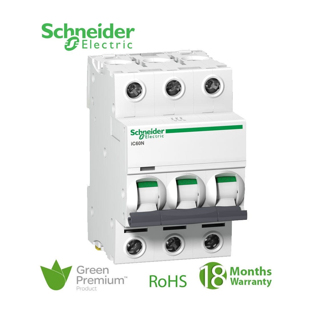 SCHNEIDER - MCB Breaker, Acti9 iC60N, 3P, 32A, B curve 