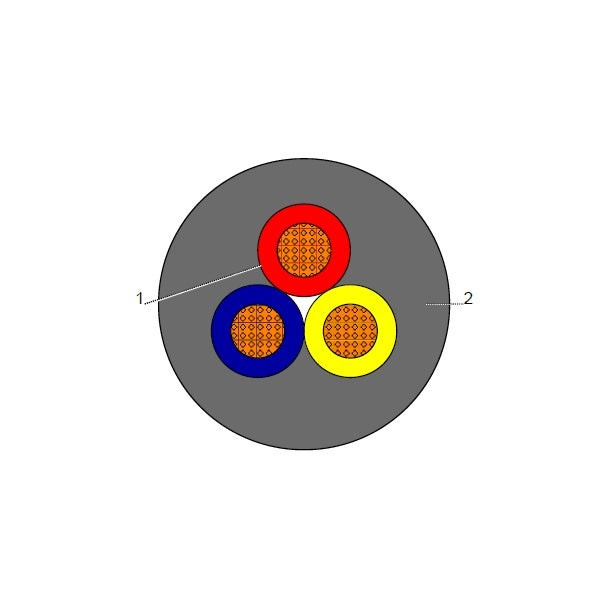BAHRA CABLES - Power Cable Low Voltage, XLPE Copper, 3x2.5mm, 600/1000V, BlackRM IEC 60502-1 FR-IEC 60332-1