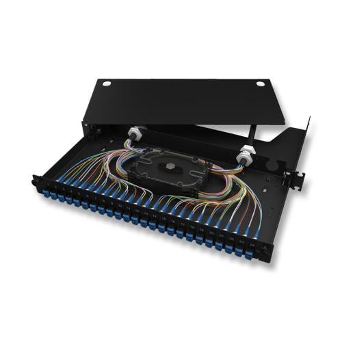 فايبر باتش بانل من كورنينج - 48 فايبر - 1U - Multimode OM3/OM4 - أسود - LAN1-48AE-PGTL-B