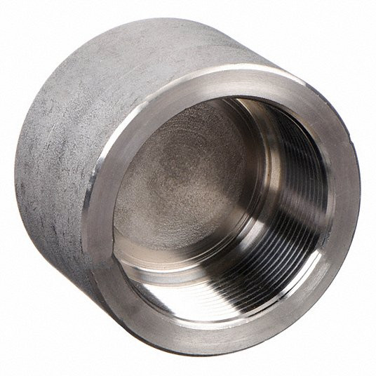 Round Cap, 316L Stainless Steel, 2Inch Fitting Pipe Size, Female NPT, Class 3000, 1 7/8Inch Overall Lg
