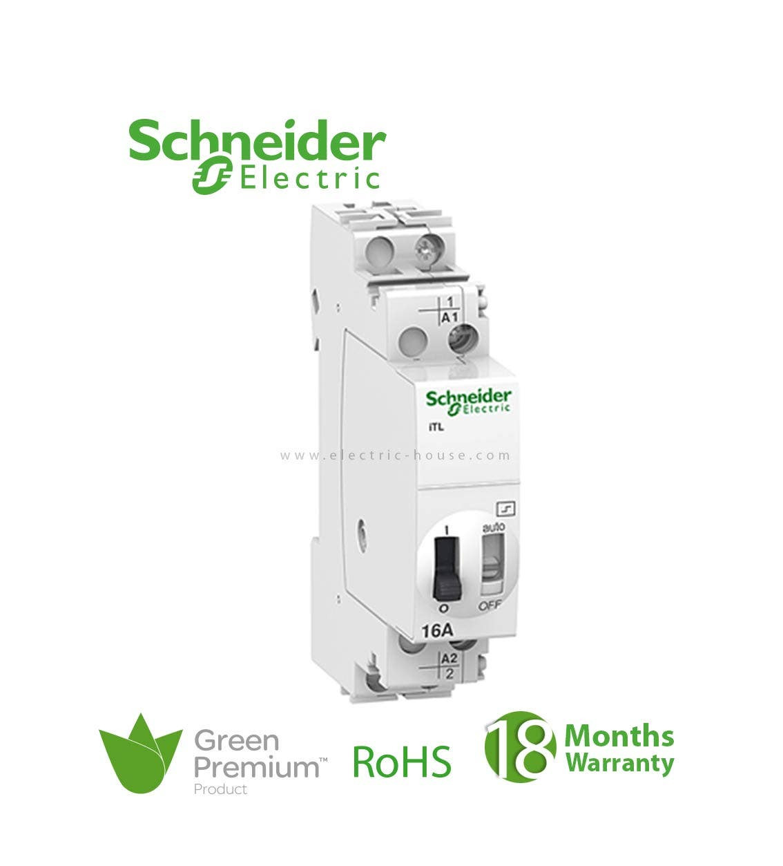SCHNEIDER - Impulse Relay ITLi, 2P, 1No + 1NC, 16A, Coil 110 V DC, 230-240 V AC 50/60Hz
