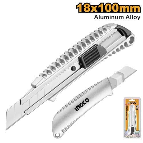 Snap-off blade knife SK5 18*100mm Zinc alloy body مشرط يد ستانلس سحب مع مخزن داخلي ل5 شفرات قفل تلقائي