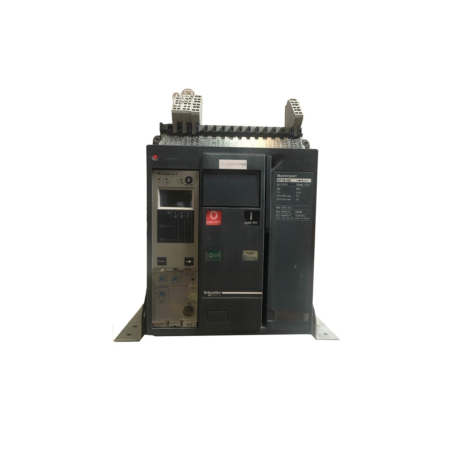 SCHNEIDER - ACB Breaker Basic Frame, MasterPact NT, 1600A, H2, 50 kA at 440 VAC 50/60 Hz, 3 Poles, Fixed, Micrologic 2.0 A