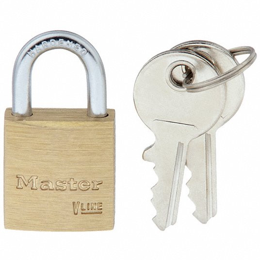 Padlock, Brass, Shackle Type Standard Shackle, Vertical Shackle Clearance 7/16 in
