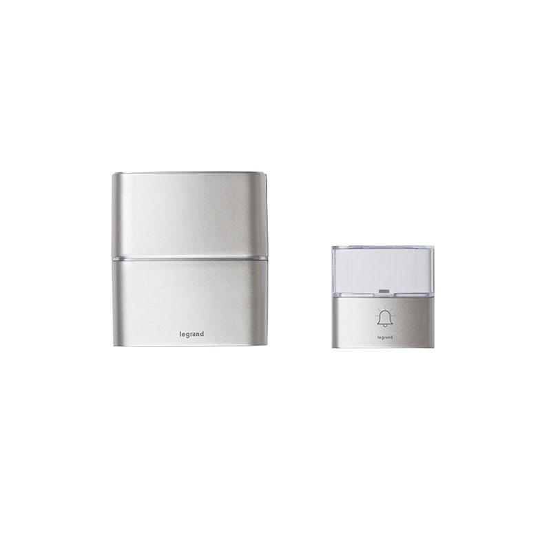 LEGRAND - Serenity Radio Wireless Chime Kit, Chime + IP54 Door Bell with Label Holder, Single Battery-Operated, Aluminium