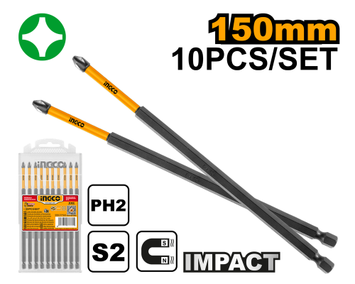 Impact Screwdriver bit PH2 150mm 10PCS لقم دريل طويلة 10 قطع 150 ملم