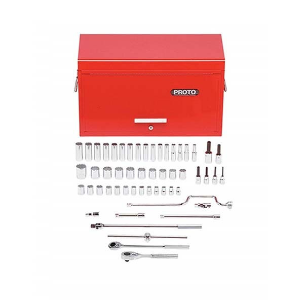PROTO - 1/2" Drive Metric Socket Set with Tool Box, 54 Pieces, 12 Point