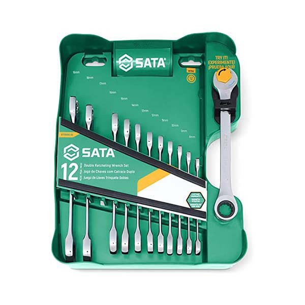 SATA - Metric Double Ratcheting Wrench Set, 12 Pieces, 8-19mm
