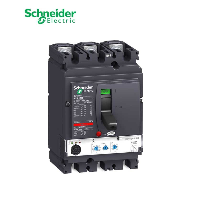 شنايدر - قاطع رئيسي 100 أمبير - ComPact NSX160F, 3P 3d, 36kA at 415 VAC, MicroLogic 2.2 M Trip Unit 100A