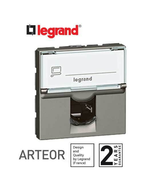 LEGRAND - RJ45 Socket Arteor, Cat. 6 UTP, 8 Contacts, 2 Modules, Magnesium