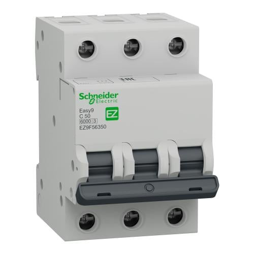 Schneider-Miniature circuit breaker (MCB)- Easy9- 3P-50A -C 6000A-400V- EZ9F56350