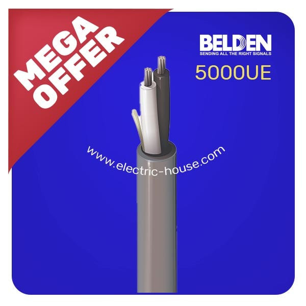 BELDEN - 2C*12AWG Security Audio Cl3R-FPLR CU/PE/Unsh/PVC, Grey, 305 Meters/Roll