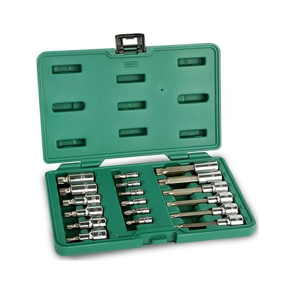 SATA - Bit Socket Set, 1/4" & 1/2" Drive, 18 Pieces
