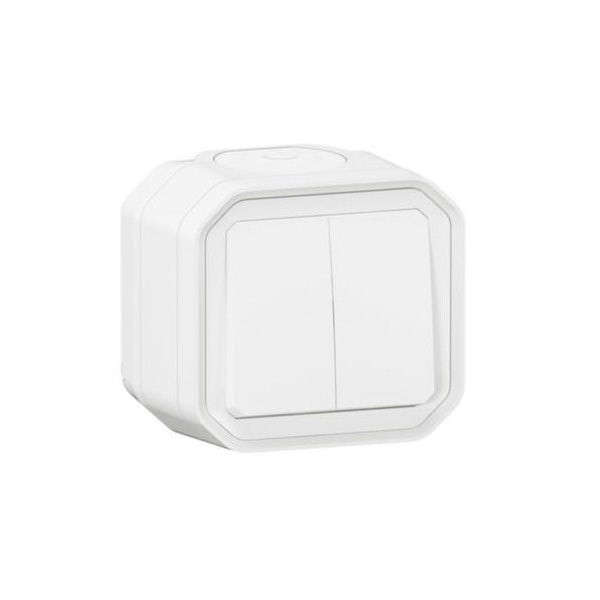 LEGRAND - Switch/Push-Button Plexo, IP55, 2 Gang, 2 Way, 10A, Surface Mounting, White