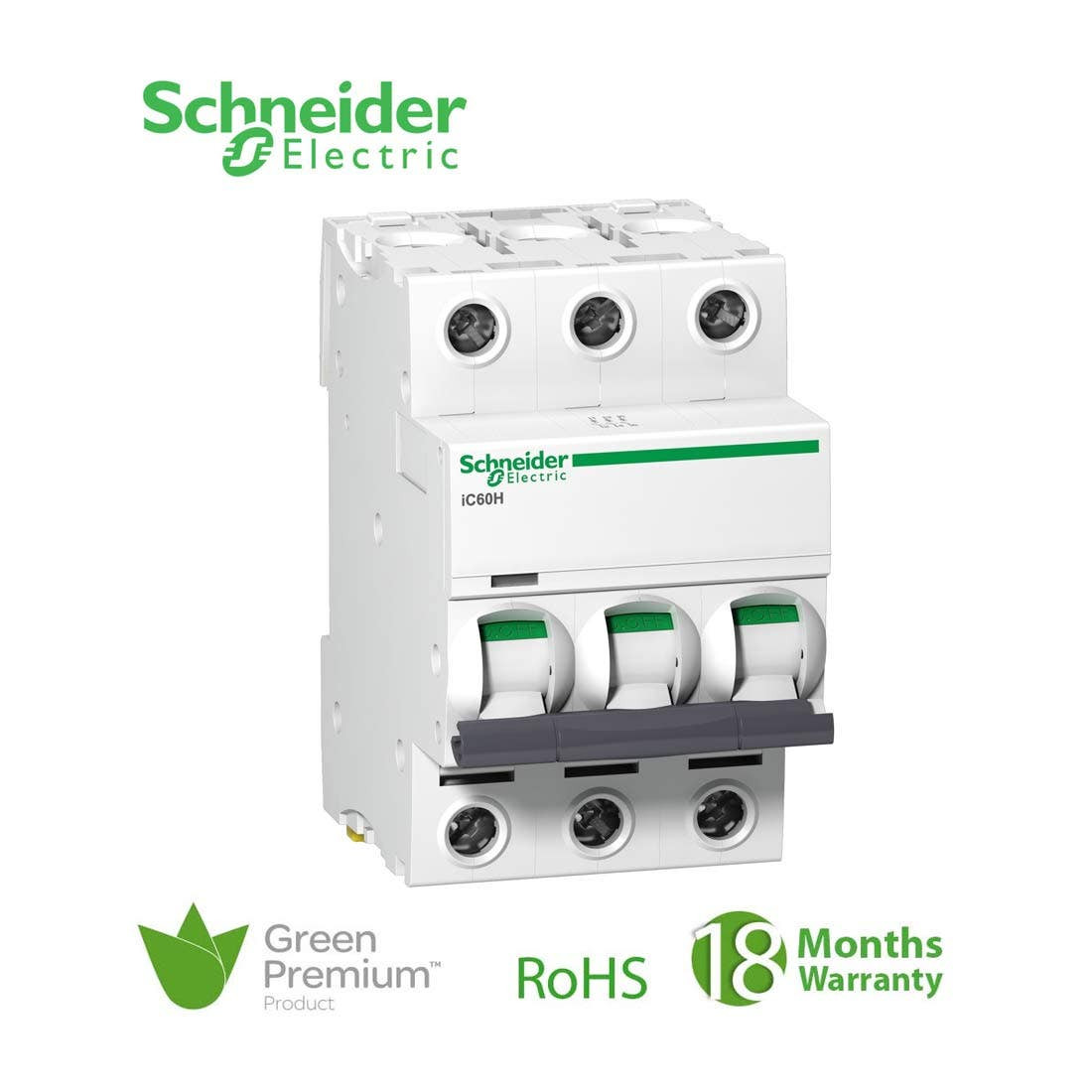 SCHNEIDER - MCB Breaker, Acti9 iC60H, 3P, 20A, D curve 