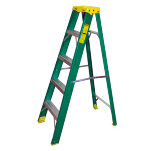 RHINO, Fibreglass Single Sided-Plastic Top Ladder: 1.1Mtr - Steps+Top: 3+1