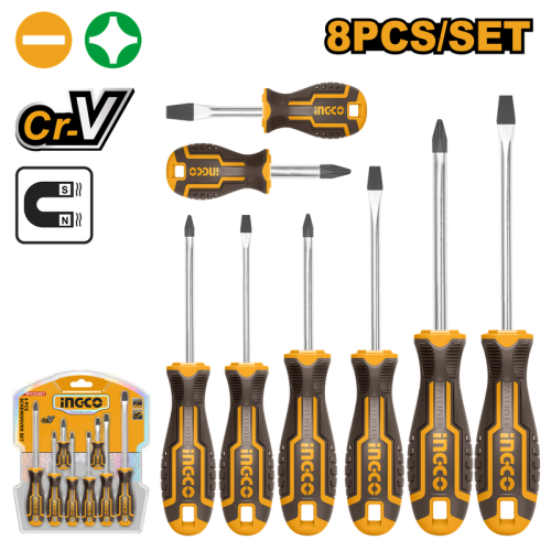 8pcs screwdriver new design handle Magnetized طقم مفكات 8 قطع راس مغناطيس
