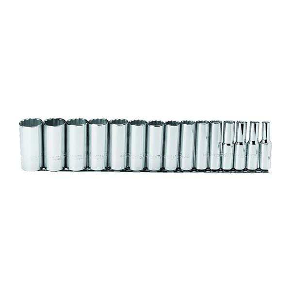 PROTO - 1/2" Drive Deep Socket Set, 15 Pieces, 12 Point