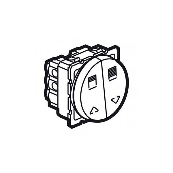 LEGRAND - Double Switch Arteor, for Electric Roller Blinds Control, 10A, Round, 2 Modules, White
