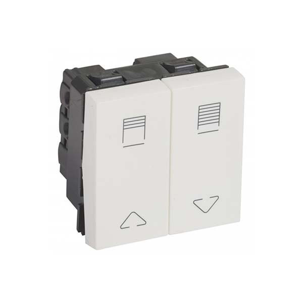 LEGRAND - Double Switch Arteor, for Electric Roller Blinds Control, 10A, Square, 2 Modules, White