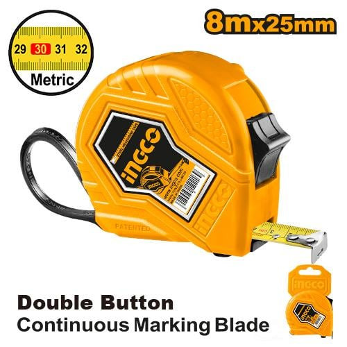 Steel measuring tape Only metric 8mx25mm with button at the bottom مترقياس 8م *25ملى